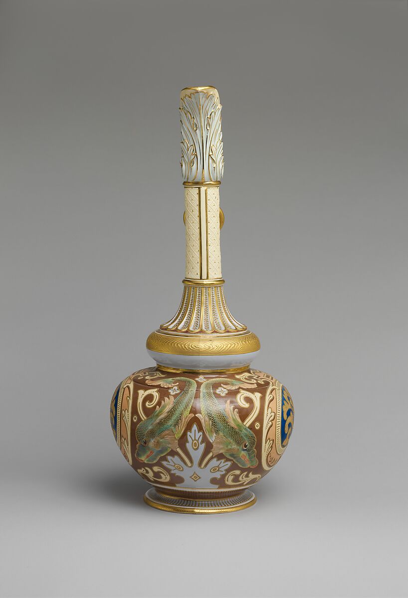 Ewer, Faience Manufacturing Company (American, Greenpoint, New York, 1881–1892), Cream-colored earthenware, American