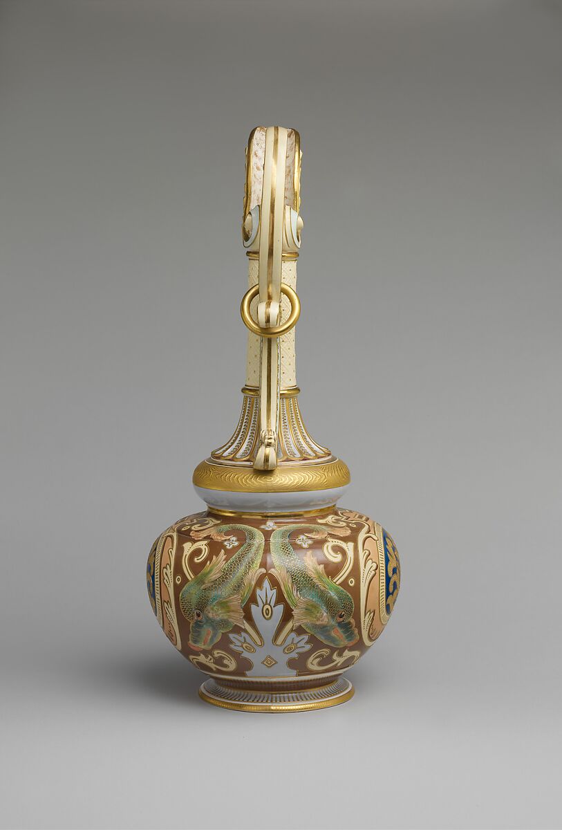 Ewer, Faience Manufacturing Company (American, Greenpoint, New York, 1881–1892), Cream-colored earthenware, American