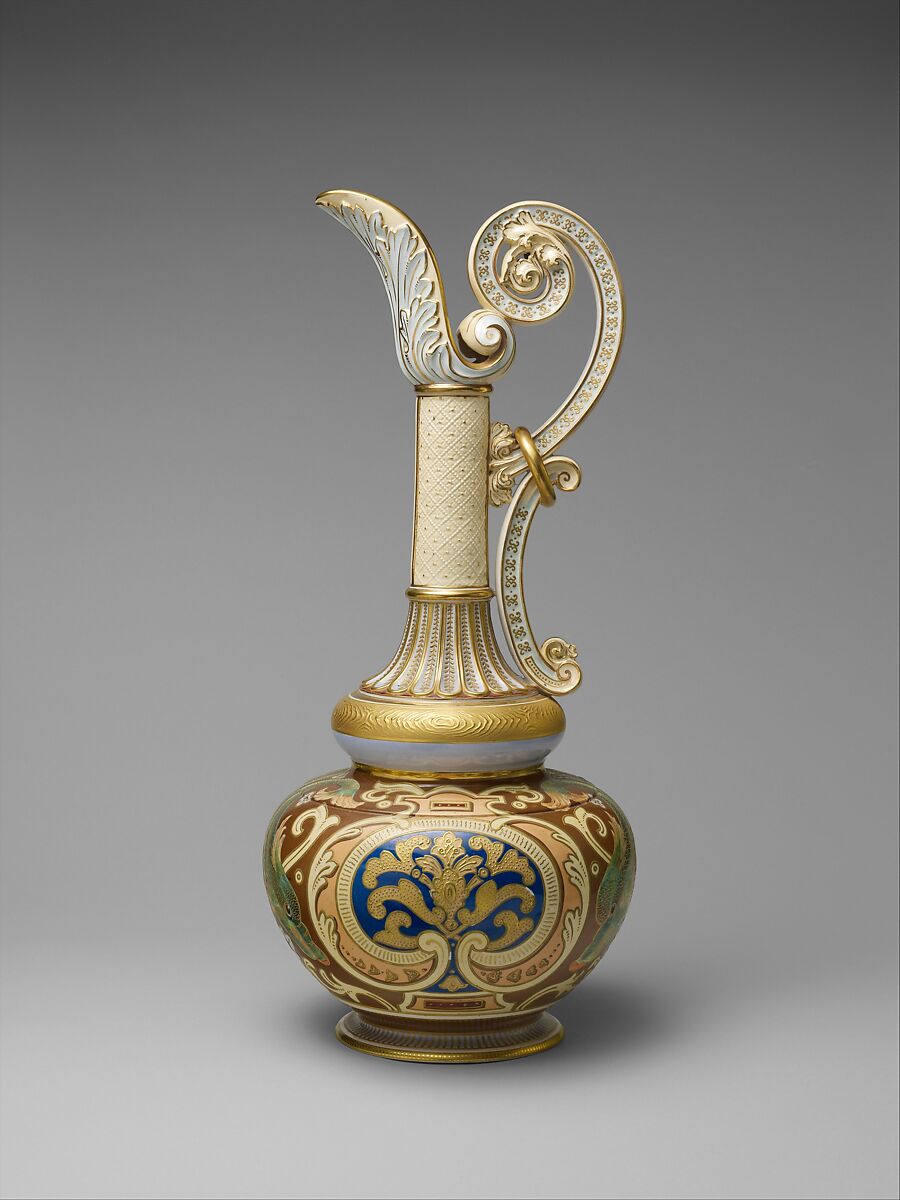 Ewer, Faience Manufacturing Company (American, Greenpoint, New York, 1881–1892), Cream-colored earthenware, American 