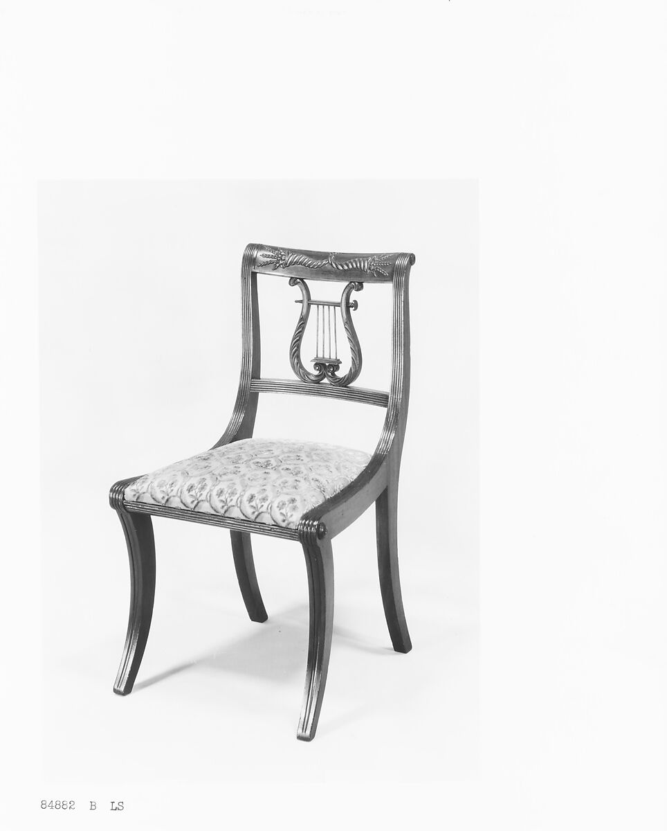 Side Chair, Attributed to the Workshop of Duncan Phyfe (American (born Scotland), near Lock Fannich, Ross-Shire, Scotland 1768/1770–1854 New York), Mahogany, brass with ash, yellow poplar, American