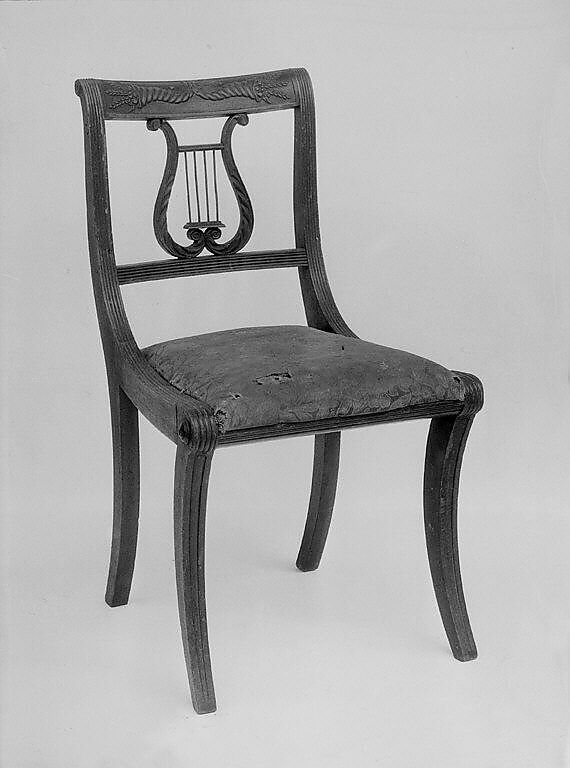 Side Chair, Attributed to the Workshop of Duncan Phyfe (American (born Scotland), near Lock Fannich, Ross-Shire, Scotland 1768/1770–1854 New York), Mahogany, brass with ash, yellow poplar, American 