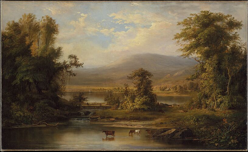 Landscape with Cows Watering in a Stream