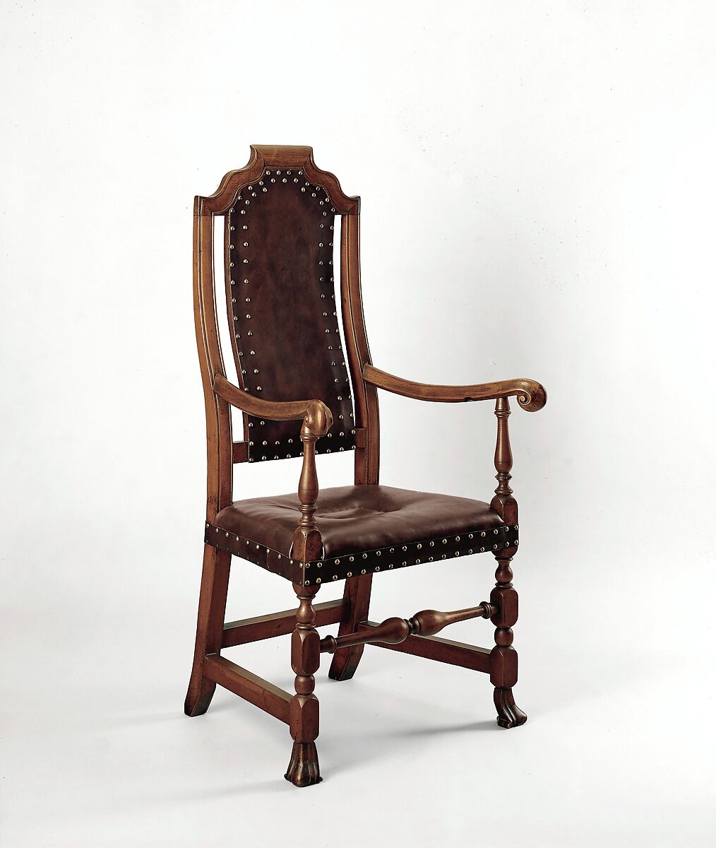 Leather armchair, Maple, birch, American 