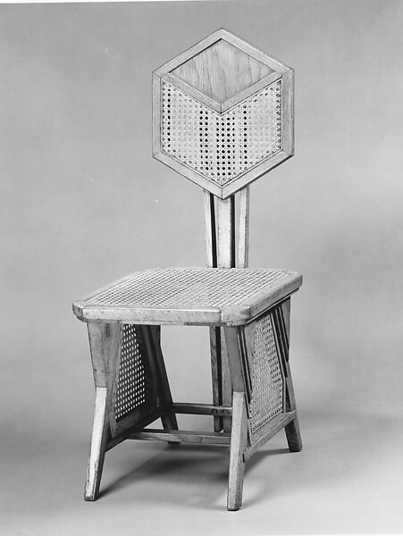 Side Chair, Designed by Frank Lloyd Wright (American, Richland Center, Wisconsin 1867–1959 Phoenix, Arizona), Oak, caning, American