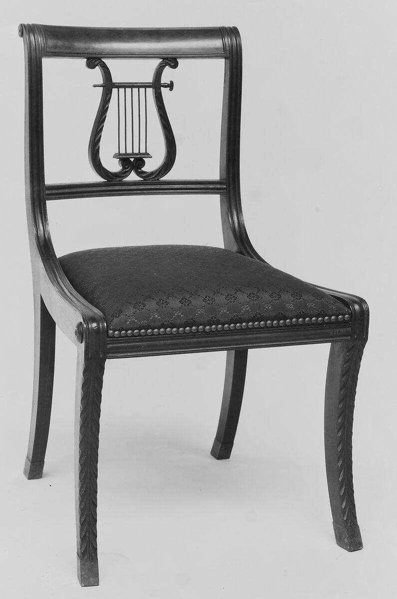 Side Chair, Mahogany, brass, ebony, ash and maple, American