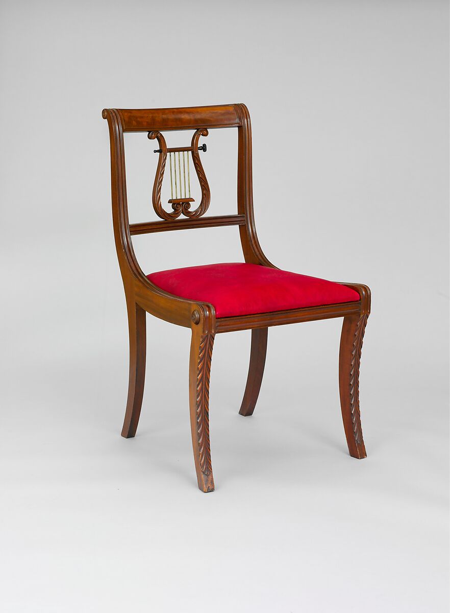 Side Chair, Mahogany, brass, ebony, ash and maple, American 