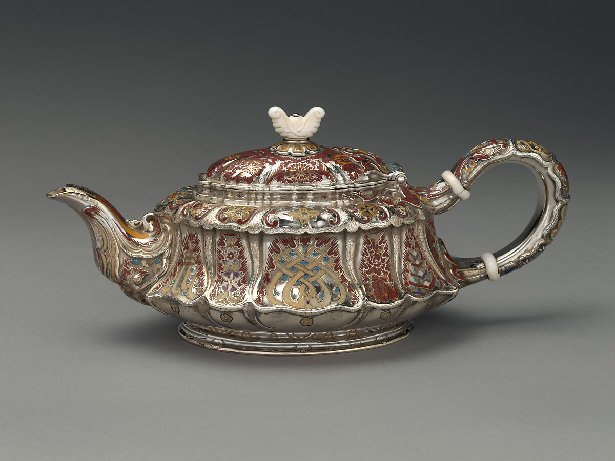 Tea Service, Tiffany &amp; Co. (1837–present), Silver, silver-gilt, enamel and ivory, American