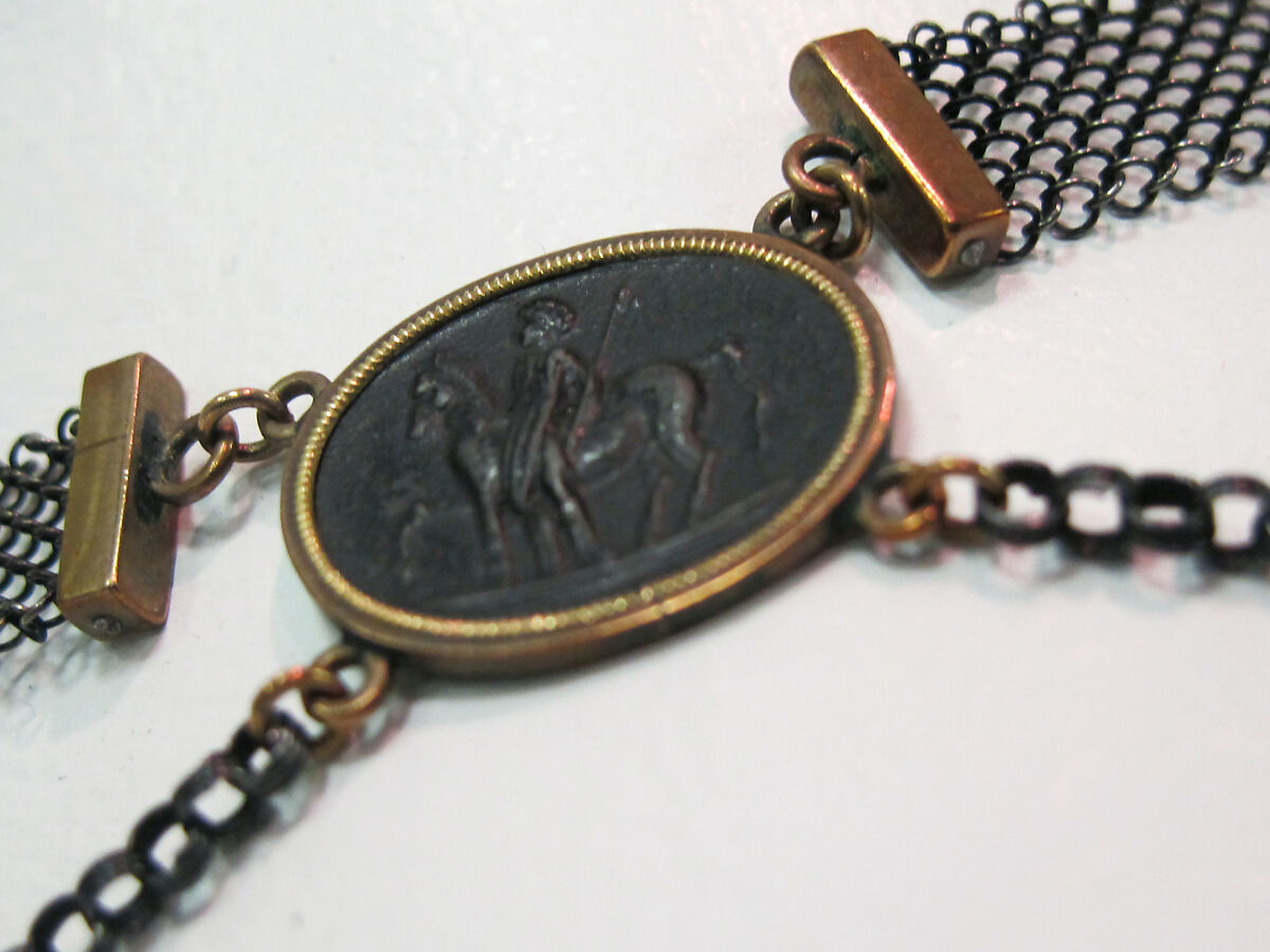 Necklace, iron, gold, German