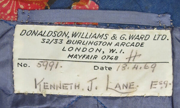 Dressing gown, cotton, synthetic, metal, British