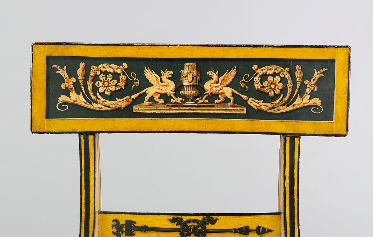 Side Chair, Attributed to John Finlay (active ca. 1799–1833), Maple, painted and gilded, cane, American