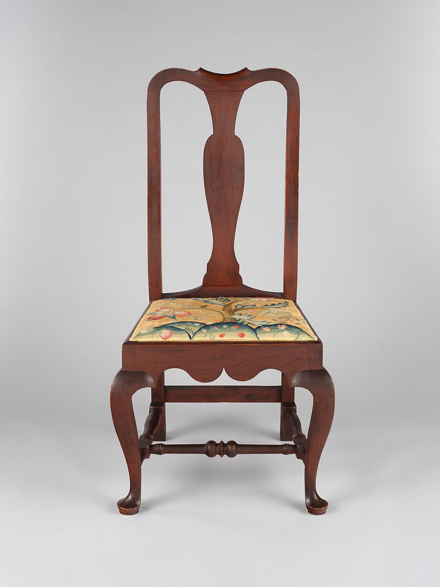 Side Chair, Painted maple, pine; crewel wool, linen, American