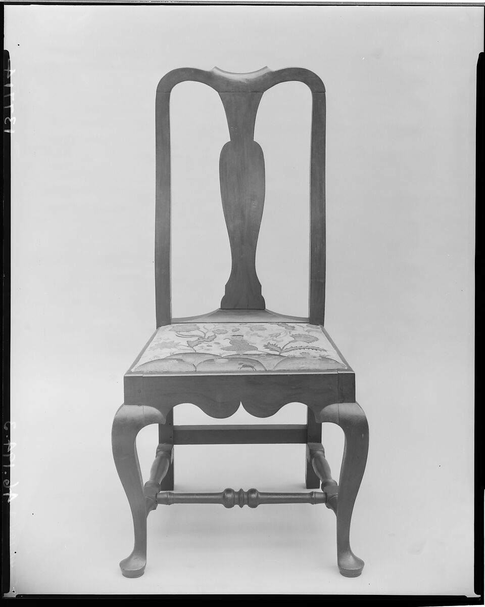 Side Chair, Painted maple, pine; crewel wool, linen, American