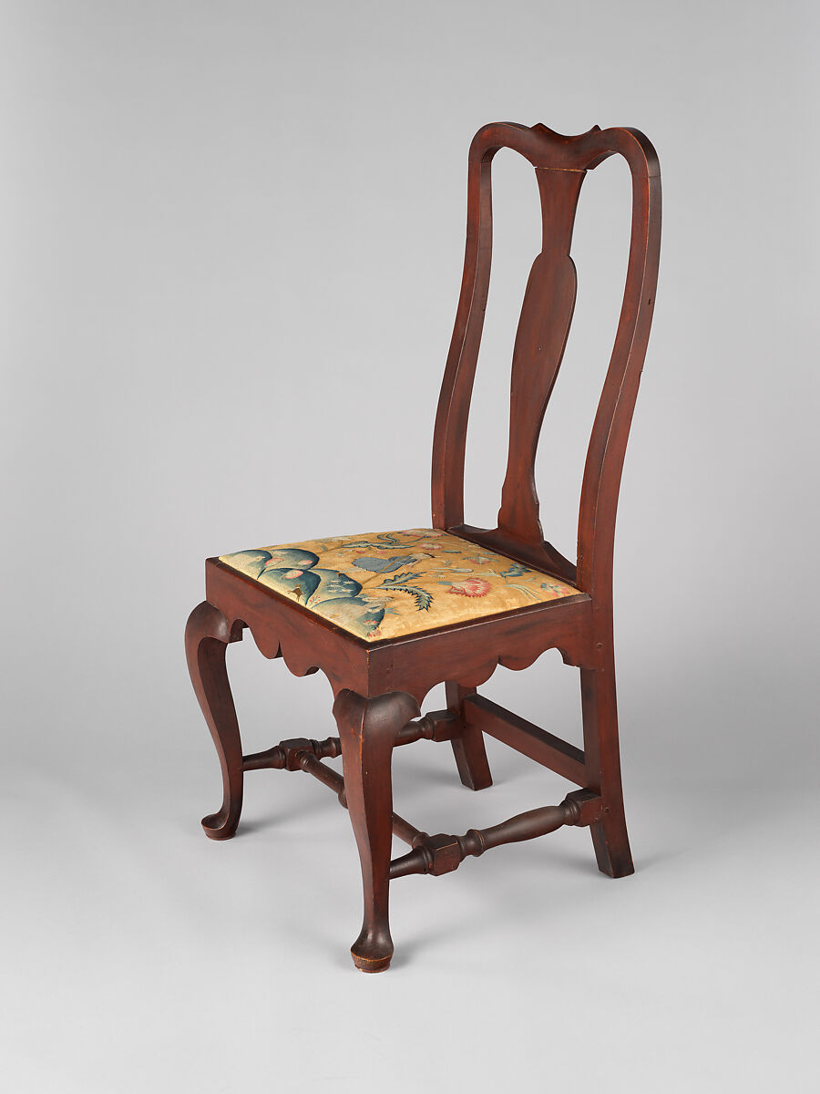 Side Chair, Painted maple, pine; crewel wool, linen, American