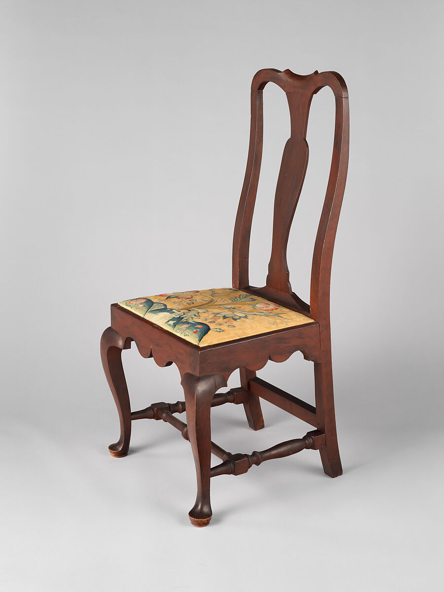 Side Chair, Painted maple, pine; crewel wool, linen, American