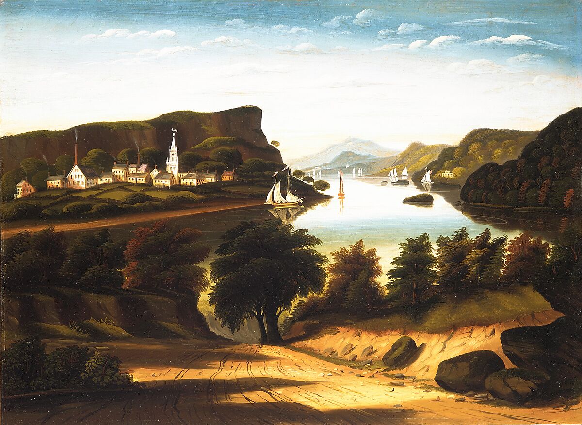 Lake George and the Village of Caldwell, Thomas Chambers (1808–after 1866), Oil on canvas, American 