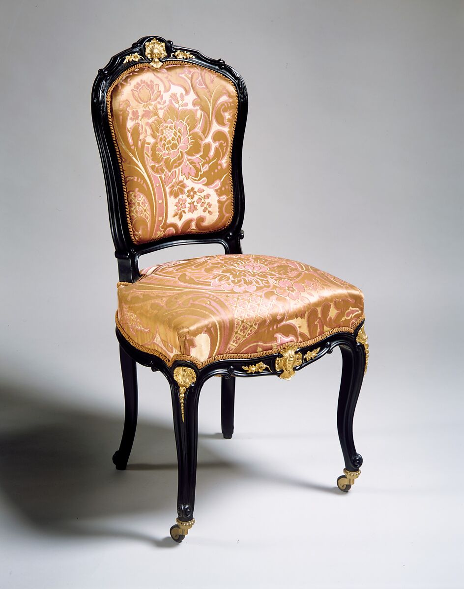 Side Chair, Auguste-Emile Rinquet-Leprince (1801–1886), Applewood or pearwood, ebonized walnut, beech, American or French 