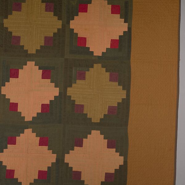 Quilt, Log Cabin pattern, Cotton, American