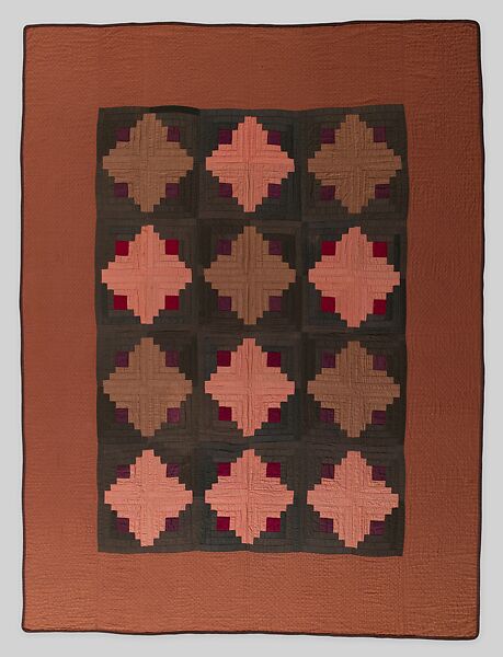 Quilt, Log Cabin pattern, Cotton, American 