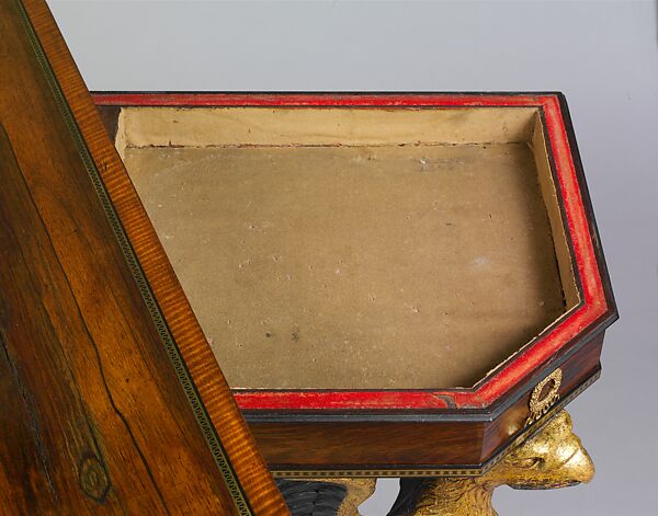 Card Table, Attributed to Duncan Phyfe (American (born Scotland), near Lock Fannich, Ross-Shire, Scotland 1768/1770–1854 New York), Rosewood, satinwood, painted and gilded gesso, brass, American