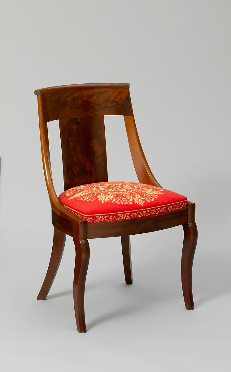 Side Chair, Attributed to Workshop of Duncan Phyfe (American (born Scotland), near Lock Fannich, Ross-Shire, Scotland 1768/1770–1854 New York), Mahogany, mahogany veneer, ash, cherry, American 