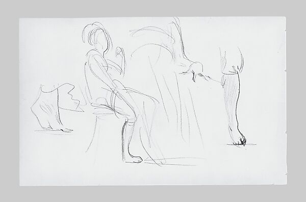 Legs and Costume of a Javanese Dancer (from Sketchbook of Javanese Dancers), John Singer Sargent (American, Florence 1856–1925 London), Graphite on off-white wove paper, American