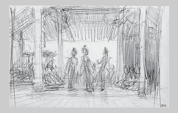 Legs and Costume of a Javanese Dancer (from Sketchbook of Javanese Dancers), John Singer Sargent (American, Florence 1856–1925 London), Graphite on off-white wove paper, American
