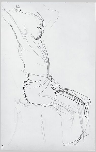 Legs and Costume of a Javanese Dancer (from Sketchbook of Javanese Dancers), John Singer Sargent (American, Florence 1856–1925 London), Graphite on off-white wove paper, American