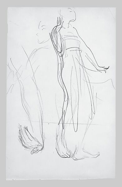 Legs and Costume of a Javanese Dancer (from Sketchbook of Javanese Dancers), John Singer Sargent (American, Florence 1856–1925 London), Graphite on off-white wove paper, American