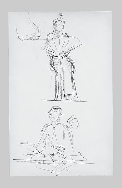 Legs and Costume of a Javanese Dancer (from Sketchbook of Javanese Dancers), John Singer Sargent (American, Florence 1856–1925 London), Graphite on off-white wove paper, American