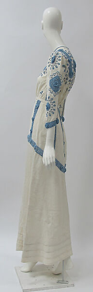 Dress, linen, cotton, British