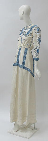 Dress, linen, cotton, British