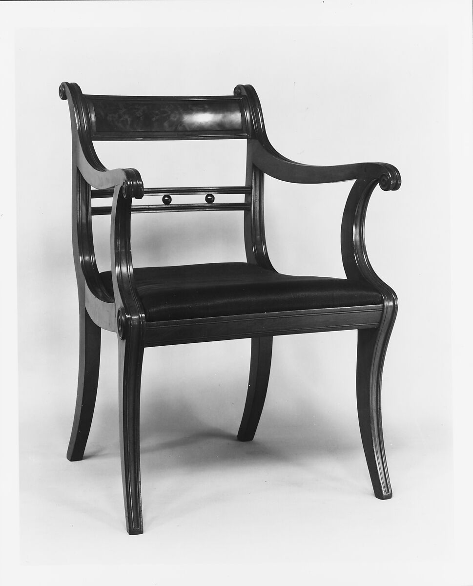 Armchair, Mahogany, mahogany veneer, ash, tulip poplar, American 