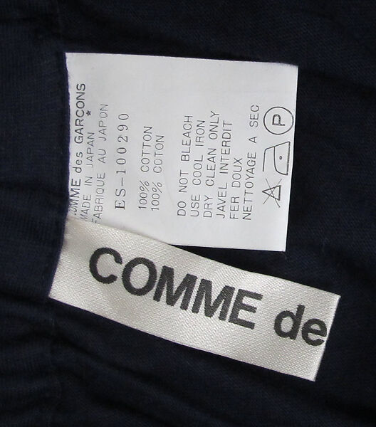 Ensemble, Comme des Garçons (Japanese, founded 1969), cotton, Japanese