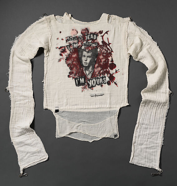 "She’s Dead, I’m Alive, I’m Yours" T-shirt, Vivienne Westwood (British, 1941–2022), cotton, metal, British 