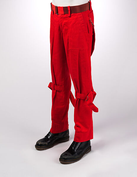 Trousers, Vivienne Westwood (British, 1941–2022), (a) cotton, metal, (b) cotton, metal, (c) nylon, cotton, metal, (d) cotton, metal, British 
