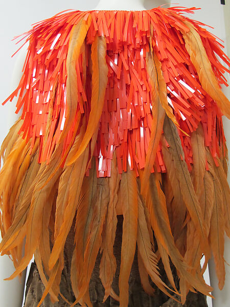 Ensemble, Prada (Italian, founded 1913), (a) wool, silk, plastic, feathers; (b, c) leather, plastic (vinyl), Italian