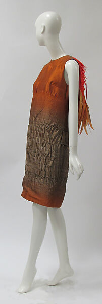 Ensemble, Prada (Italian, founded 1913), (a) wool, silk, plastic, feathers; (b, c) leather, plastic (vinyl), Italian