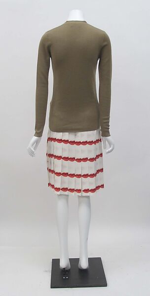 Ensemble, Prada (Italian, founded 1913), (a) cashmere, mother-of-pearl, (b) silk, synthetic, (c, d) leather, Italian