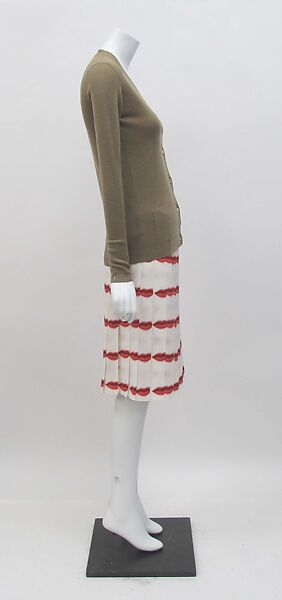 Ensemble, Prada (Italian, founded 1913), (a) cashmere, mother-of-pearl, (b) silk, synthetic, (c, d) leather, Italian