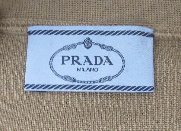 Ensemble, Prada (Italian, founded 1913), (a) cashmere, mother-of-pearl, (b) silk, synthetic, (c, d) leather, Italian