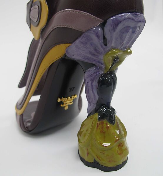 Ensemble, Prada (Italian, founded 1913), (a) silk, metal, (b) silk, mother-of-pearl, synthetic, (c, d) leather, synthetic, Italian