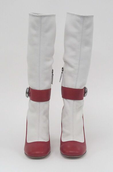 Ensemble, Prada (Italian, founded 1913), (a, b) wool, synthetic, (c, d) leather, synthetic, metal, (e) leather, metal, Italian