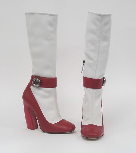 Ensemble, Prada (Italian, founded 1913), (a, b) wool, synthetic, (c, d) leather, synthetic, metal, (e) leather, metal, Italian