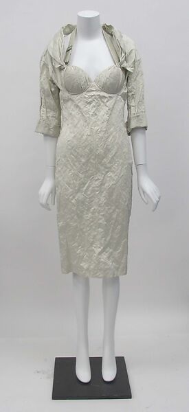 Ensemble, Prada (Italian, founded 1913), (a) cotton, metal, silk, (b, c) cotton, (d, e) snakeskin, leather, Italian 