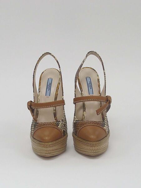 Ensemble, Prada (Italian, founded 1913), (a) cotton, metal, silk, (b, c) cotton, (d, e) snakeskin, leather, Italian