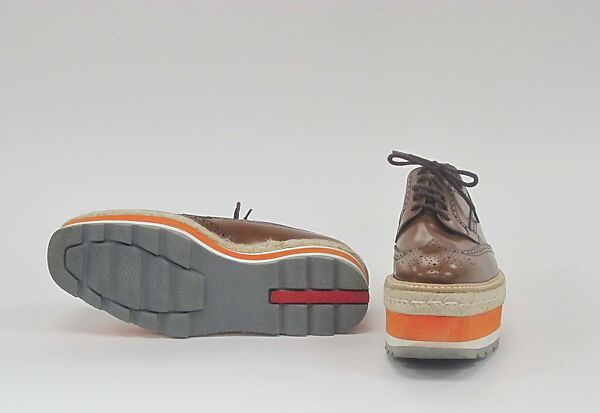 Ensemble, Prada (Italian, founded 1913), (a) plastic, metal, (b) cotton, silk, metal, (c, d) leather, plastic (foam), hemp, Italian