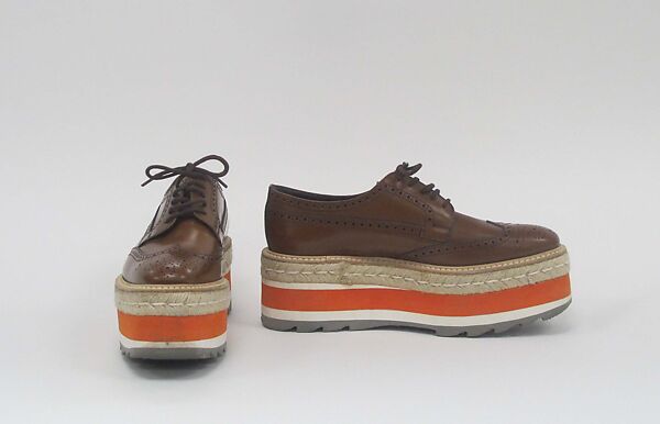 Ensemble, Prada (Italian, founded 1913), (a) plastic, metal, (b) cotton, silk, metal, (c, d) leather, plastic (foam), hemp, Italian