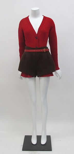 Ensemble, Prada (Italian, founded 1913), (a) wool, synthetic, (b) wool, silk, cotton, metal, (c) leather, metal, (d, e) leather, (f, g) leather, synthetic, metal, (h) leather, silk, metal, (i) leather, metal, Italian