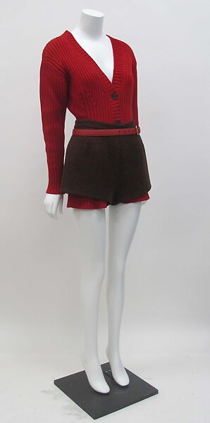 Ensemble, Prada (Italian, founded 1913), (a) wool, synthetic, (b) wool, silk, cotton, metal, (c) leather, metal, (d, e) leather, (f, g) leather, synthetic, metal, (h) leather, silk, metal, (i) leather, metal, Italian