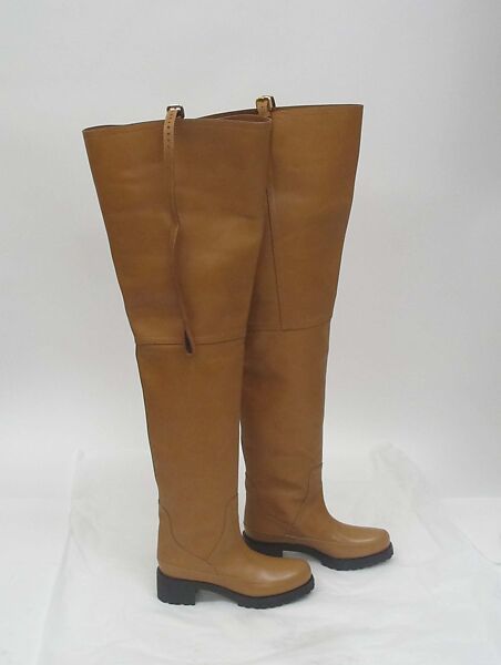 Ensemble, Prada (Italian, founded 1913), (a) wool, synthetic, (b) wool, silk, cotton, metal, (c) leather, metal, (d, e) leather, (f, g) leather, synthetic, metal, (h) leather, silk, metal, (i) leather, metal, Italian